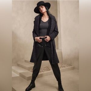 Banana Republic Knit Cocoon Coat in Dark Charcoal Wool Blend Size XXS Petite
